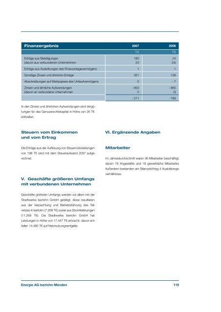 Geschäftsbericht 2007 - Stadtwerke Iserlohn