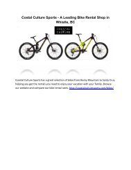 Costal Culture Sports - A Leading Bike Rental Shop in Whistle, BC