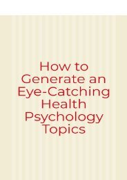 How to Generate an Eye-Catching Health Psychology Topics