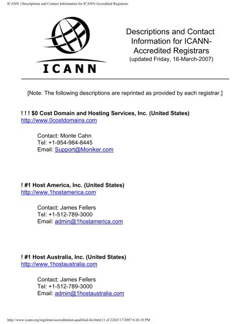 ICANN - RegisterFly lawsuit