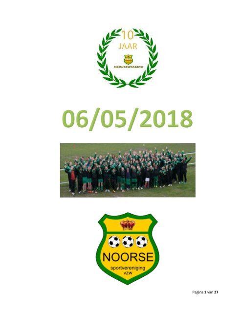 Programmaboekje 6 mei 2018 Kon. Noorse SV - 10 jarig meisjeswerking