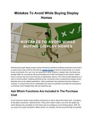Read This Before Buying Display Homes