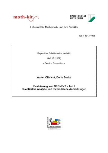 Lehrstuhl für Mathematik und ihre Didaktik Walter Olbricht, Doris ...