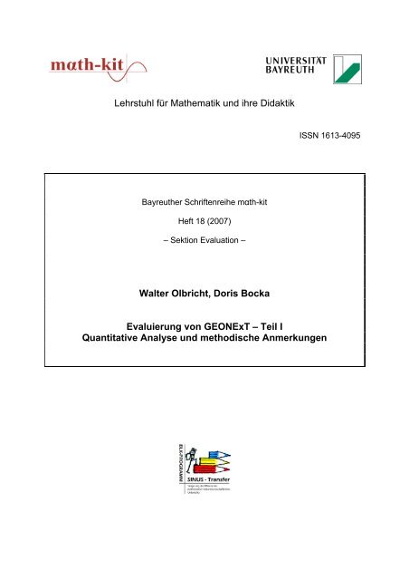 Lehrstuhl für Mathematik und ihre Didaktik Walter Olbricht, Doris ...