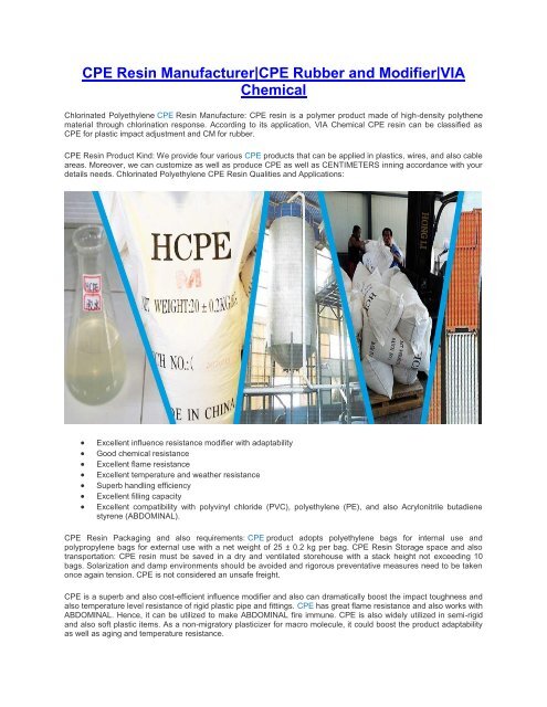 2.CPE Resin Manufacturer