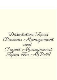 Dissertation Topics Business Management and Project Management Topics for MBA