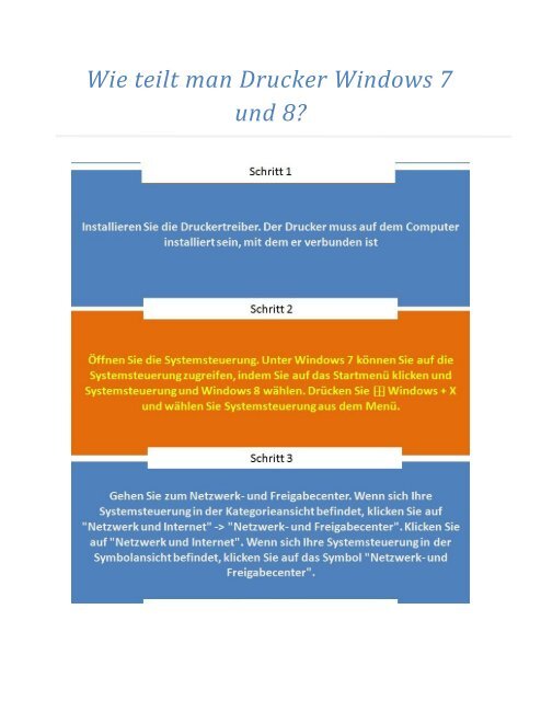 Wie teilt man Drucker Windows 7 und 8?