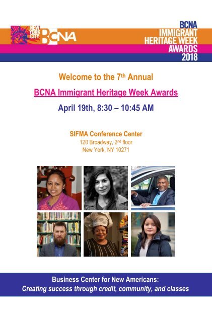 Immigrant Heritage Week Awards 2018 Program