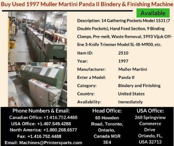 Buy Used 1997 Muller Martini Panda II Bindery and Finishing Machine