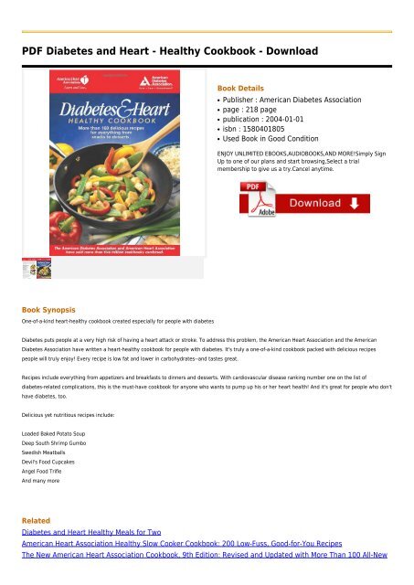 Diabetes And Heart Healthy Cookbook