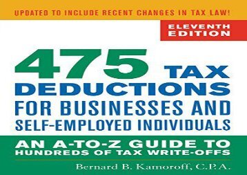BEST PDF  475 Tax Deductions for Businesses and Self-Employed Individuals: An A-to-Z Guide to Hundreds of Tax Write-Offs, Eleventh Edition (475 Tax Deductions for Businesses   Self-Employed Individuals) BOOK ONLINE 