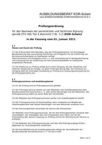 Prüfungsordnung - Bundesverband Korrosionsschutz e.V.