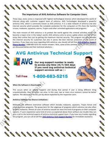 800-683-5215 AVG Antivirus Live Technical Support