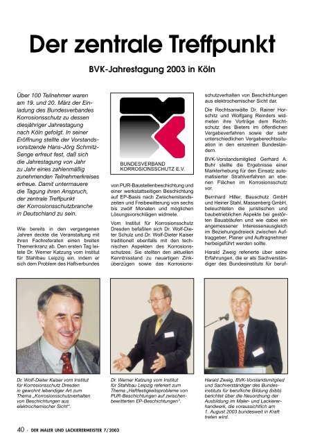 Der zentrale Treffpunkt BVK-Jahrestagung 2003 in Köln