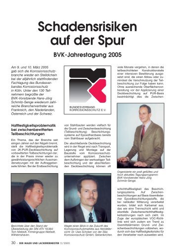 Schadensrisiken auf der Spur BVK-Jahrestagung 2005