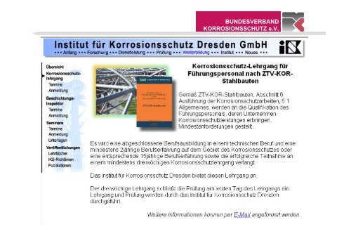 Konzeption Fortbildung BVK - Bundesverband Korrosionsschutz e.V.