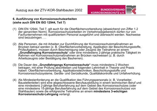 Konzeption Fortbildung BVK - Bundesverband Korrosionsschutz e.V.