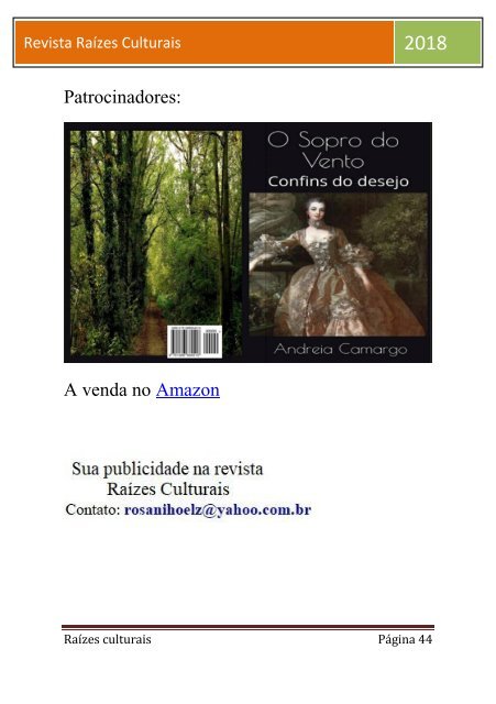 Revista Raízes culturais maio 2018