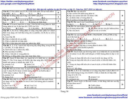 BỘ CÂU HỎI - BÀI TẬP TRẮC NGHIỆM ÔN TẬP HÓA HỮU CƠ LỚP 11 - NĂM HỌC 2017-2018 (CÓ ĐÁP ÁN) - TỔ KHTN - THPT (BIÊN SOẠN)