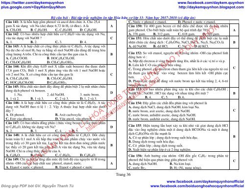 BỘ CÂU HỎI - BÀI TẬP TRẮC NGHIỆM ÔN TẬP HÓA HỮU CƠ LỚP 11 - NĂM HỌC 2017-2018 (CÓ ĐÁP ÁN) - TỔ KHTN - THPT (BIÊN SOẠN)