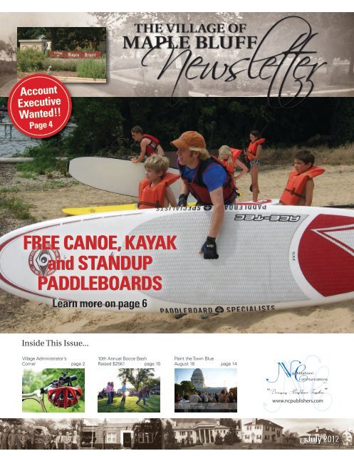 Newslette R MAPLE BLUFF - Village of Maple Bluff