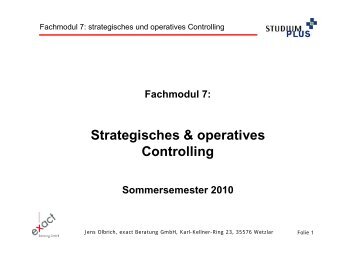 Strategisches & operatives Controlling - exact Beratung GmbH