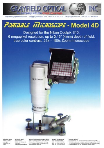Portable Microscope - Model 4D - Grayfield Optical Inc