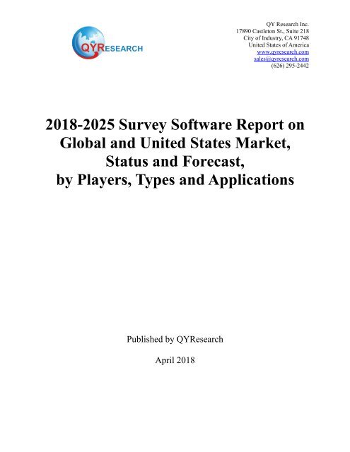 QYR: 2018-2025 Survey Software Report on  Global and United States Market, Status and Forecast,  by Players, Types and Applications