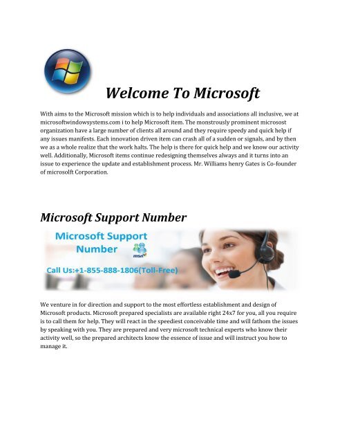 Microsoft Support Phone Number +1-855-888-1806