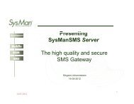 SysManSMS Server Presentation - SysMan AS