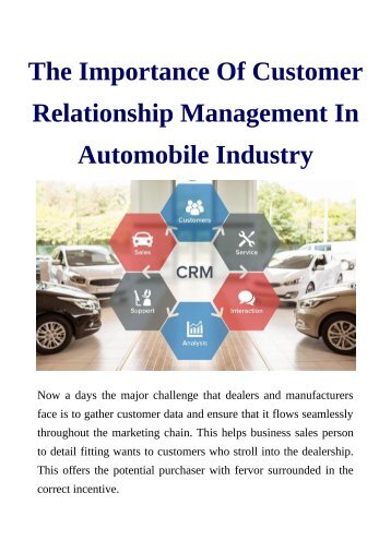 The Importance Of Customer Relationship Management In Automobile Industry