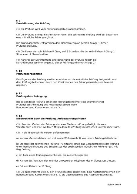 Prüfungsordnung - Bundesverband Korrosionsschutz e.V.