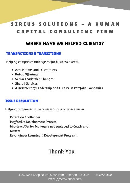 Sirius Solutions - A Human Capital Consulting Firm