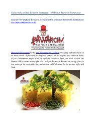 Exclusively crafted dishes in Restaurant in Udaipur Bawarchi Restaurant