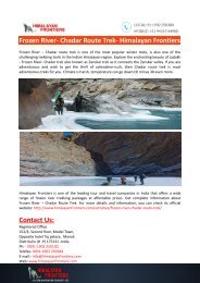Frozen River- Chadar Route Trek- Himalayan Frontiers