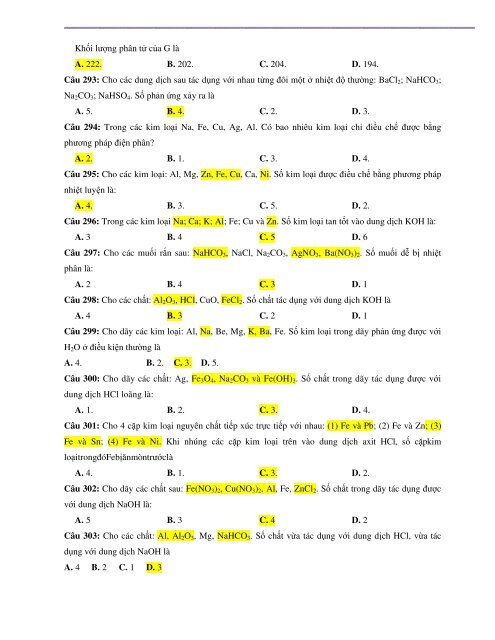 TỔNG ÔN LÝ THUYẾT - 622 CÂU TRẮC NGHIỆM - ÔN THI THPTQG 2017 (WITH ANSWER KEY)