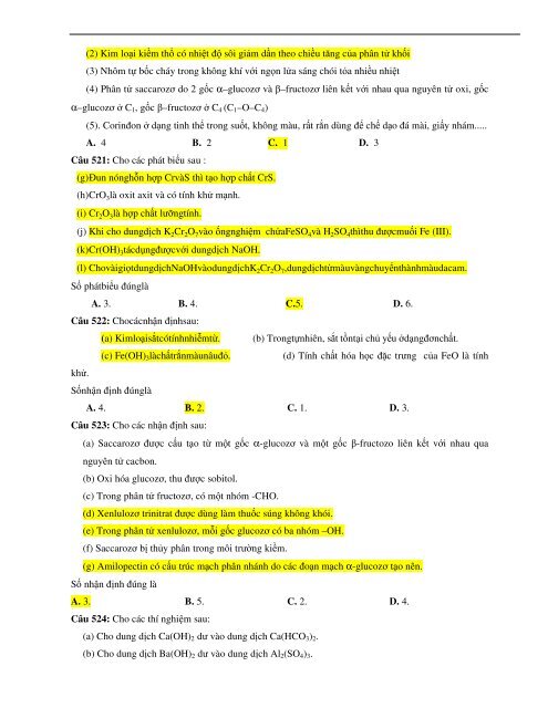 TỔNG ÔN LÝ THUYẾT - 622 CÂU TRẮC NGHIỆM - ÔN THI THPTQG 2017 (WITH ANSWER KEY)