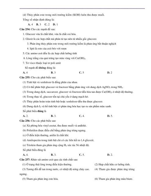 TỔNG ÔN LÝ THUYẾT - 622 CÂU TRẮC NGHIỆM - ÔN THI THPTQG 2017 (WITH ANSWER KEY)