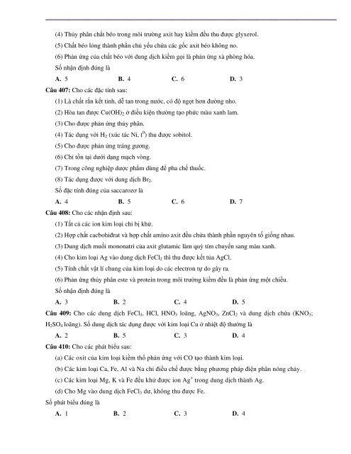 TỔNG ÔN LÝ THUYẾT - 622 CÂU TRẮC NGHIỆM - ÔN THI THPTQG 2017 (WITH ANSWER KEY)