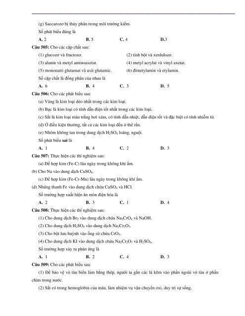 TỔNG ÔN LÝ THUYẾT - 622 CÂU TRẮC NGHIỆM - ÔN THI THPTQG 2017 (WITH ANSWER KEY)