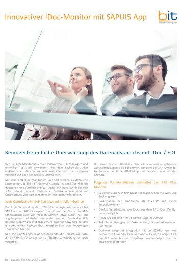 B&IT-Broschüre: Innovativer IDoc-Monitor mit SAPUI5 App 