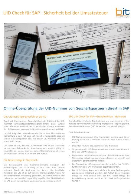 B&IT-Broschüre: UID Check für SAP - Sicherheit bei der Umsatzsteuer