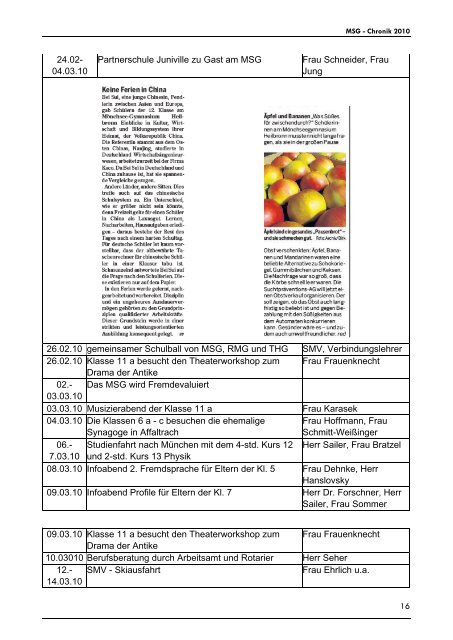 MSG - Chronik 2010 - Mönchsee-Gymnasium Heilbronn
