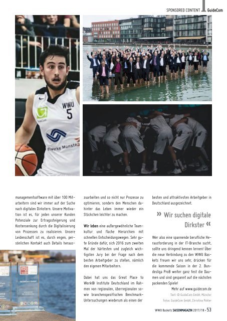 WWU Baskets Jahresmagazin 2017_18