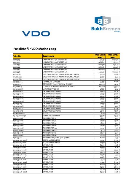 Marine Preisliste 2009 - BUKH Bremen