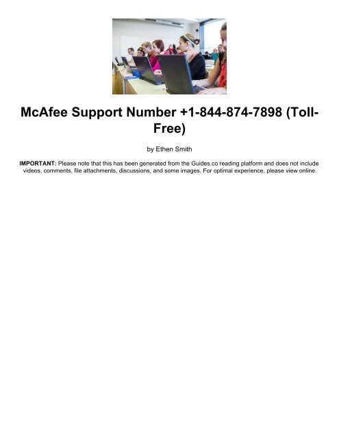 McAfee Support Number +1-844-874-7898 (Toll-Free)