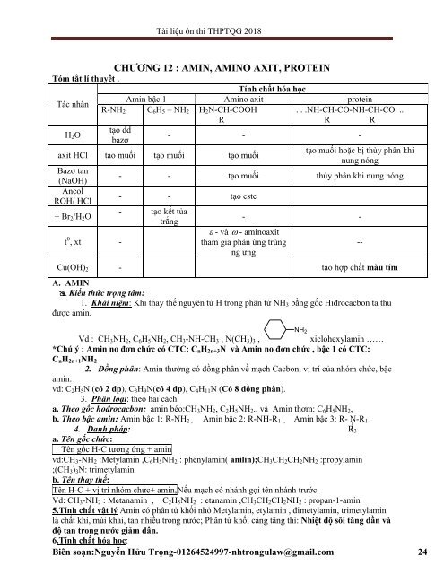 LÍ THUYẾT ÔN THI THPTQG 2018 MÔN HÓA HỌC - NGUYỄN HỬU TRỌNG (BIÊN SOẠN)