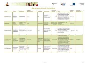 Mikrofinanzinstitute in Deutschland - Mikrokreditfonds