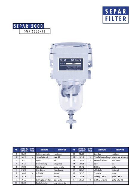 SEPAR FILTER - BUKH Bremen