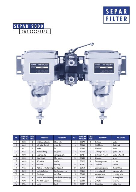 SEPAR FILTER - BUKH Bremen